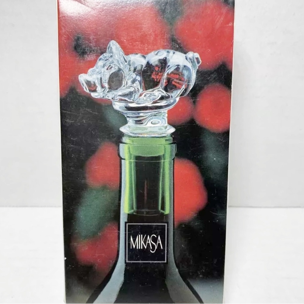Mikasa Wine Bottle Stopper Pig Flop Ear Farm Friend Austrian Lead Crystal